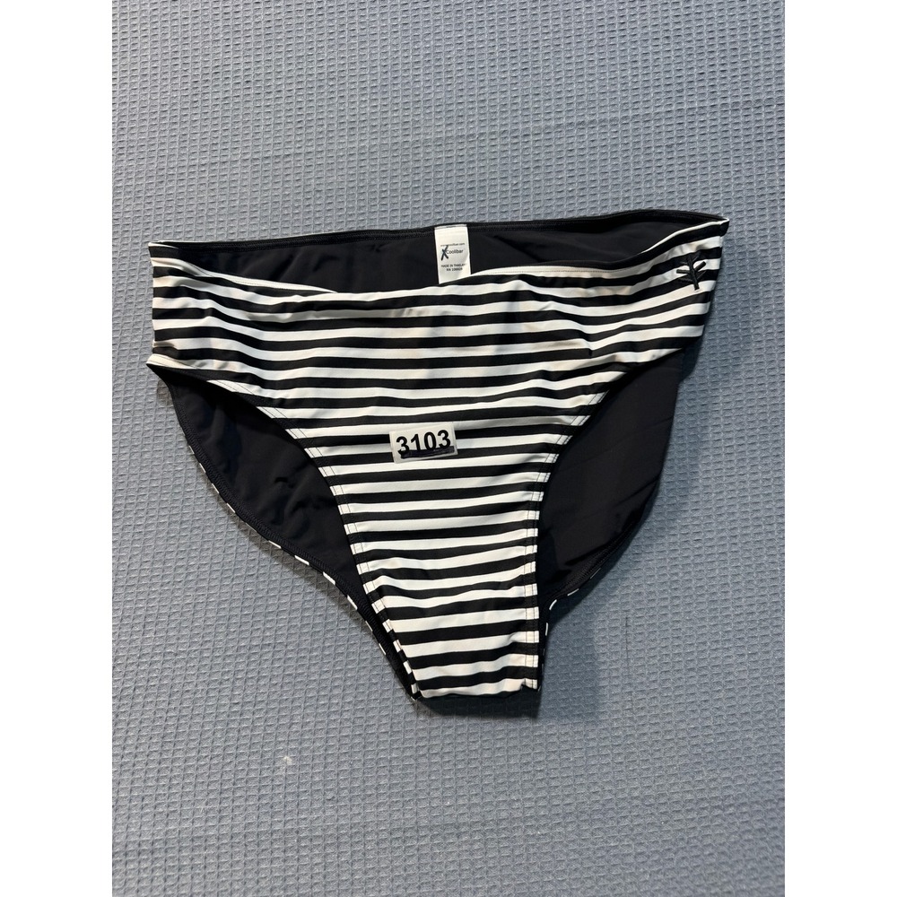 Coolibar Medley Swim Bottom Womens Medium Black White Striped 03301 UPF 50+
